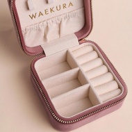 法國 Waekura 攜帶式絨面飾品收納盒 大 玫瑰粉