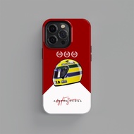 F1 Racing Legendary Rider Ayrton Senna Helmet Phone Case Suitable for iPhone16promax/15 Film Two-in-