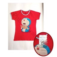 pabrik branded doraemon tee kids girls kaos baju atasan anak tunic ana - merah s