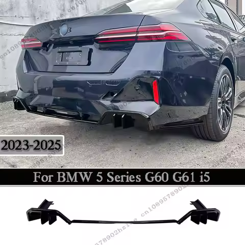 For BMW 5 Series G60 Sedan G61 Touring i5 M-PACK 2023-2025 MP Style Gloss Black Car Rear Bumper Diff