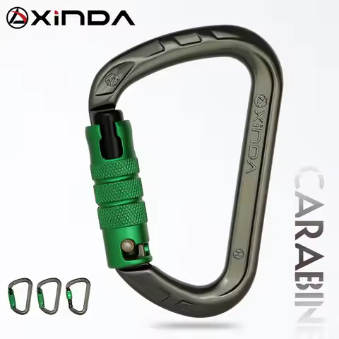 Xinda Outdoor D-Shape Rock Climbing Carabiner Aluminum Mountaineering Screw Auto Safety Buckle Climb