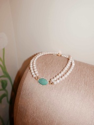 Valleydarley - Double layer Green Amazonite freshwater pearl necklace