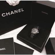 香奈兒 Chanel J12 黑色 33 鑽石/紙盒 旅行收納盒 紙袋 保卡全配