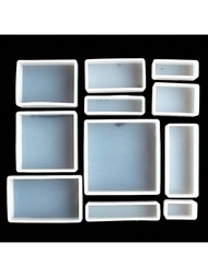 Diy水晶掉落膠長方體形矽膠模具,高鏡面方形立方樹脂花裝飾製作模具