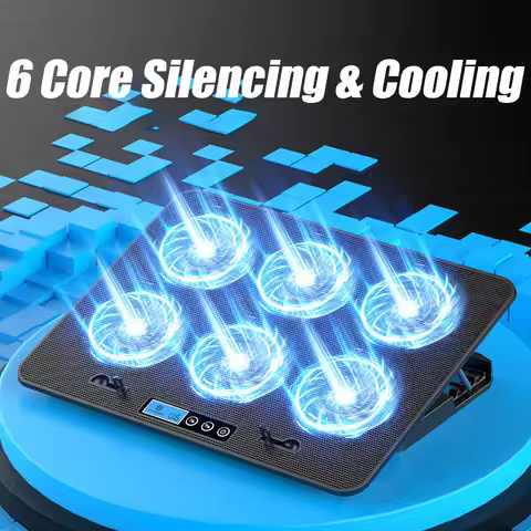COOLCOLD A9 Gaming RGB Laptop Cooler 2 USB Ports 6 Fan Gaming Led Light Notebook Cooler For 13-18 In