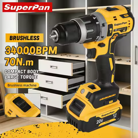 SuperPan Cordless DCD796 20V 70N.m 0-34000bpm 40/13/13mm DIY Garage Rack Fixing Compact Drill Driver