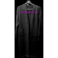 LELONG MUR2 Cardigan Knitwear Labuh Hingga Lutut Gred AA Berpocket Black Colour