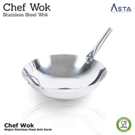 Asta Single Handle Stainless Steel Skillet 36cm - Chef Wok