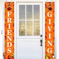 Hiasan Parti Friendsgiving - Sepanduk Pintu Kesyukuran, 71x12 inci (Oren)