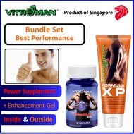 Bundle Set 1! Vitroman Formula XP (gel) + Powerplus (capsules), Male Enhancement Gel & Waist Power S