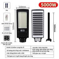 Đèn đường năng lượng mặt trời 5000W với cảm biến chuyển động Đèn sân vườn năng lượng mặt trời không