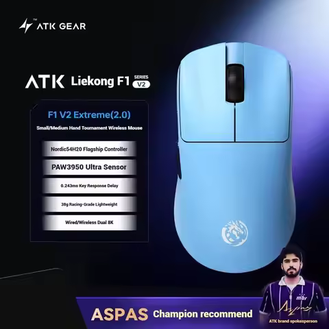 ATK Blazing Sky F1 V2 Ultra Max Wireless Gaming Mouse Dual-Mode Lightweight PAW3950Ultra Dual 8K Low