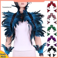 HUA  Bright Color Feather Cape Feather Shawl Scarf Feather Shawl with Fake Collar Wrist Ring Hollow 