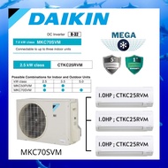 DAIKIN MULTI-SPLIT AIR COND INVERTER [OUTDOOR MKC70SVM 3.0HP] + [INDOOR 3 UNITS 1.0 HP CTKC25]