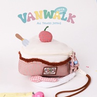 กระเป๋าเครื่องสำอางแบบพกพา Vanwalk Cherry Cake กระเป๋าเครื่องสำอางขนาดเล็กแบบมีด้ามจับ กระเป๋าถือสำห