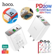 HOCO HK40 ปลั๊กชาร์จเร็ว PD 20W Quick Charge 3.0 PD3.0 หัวชาร์จเร็ว พร้อมจอแสดงผล LED สำหรับ iPhone Samsung Xiaomi Huawei สาย 2 แบบให้เลือก Type-C to Type-C กับ Type-C to Lightning