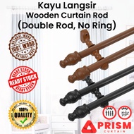 Double Bracket Kayu Langsir (No Ring) Wooden Curtain Rod Kayu Langsir /Batang Langsir Kayu 28mm 4ft 