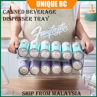 【RC】Kitchen Fridge Organiser Canned Beverage Bottle Storage Tray Dispenser Box Transparent Auto Scro