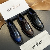 CF67 Hogan New British Business Casual Leather Shoes Brogue Style Retro Lace-Up Men's Shoes