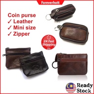 Coin Purse Small Leather Ultra Slim Pouch Card Wallet Zipper Beg Duit Syiling 2 Zip Mini Bag
