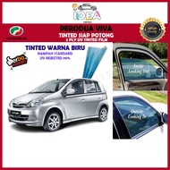 Perodua VIVA_TINTED CROMAX BIRU/Blue Tinted/ Tinted Kereta /Car Window Film/2PLY UV Film_Siap Potong/Car Tinted/Precut