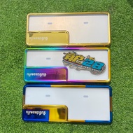 NUMBER PLATE FRAME (GOLD - RAINBOW - TWOTONE) 1 SET FRONT AND REAR / NUMBER PLATE HOLDER 1 SET PLUS 