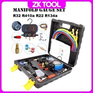 ZKT ALL IN 1 Premium Manifold Gauge Set R410a R134a R32 R22 Gas Meter Aircond Rumah Kereta Aircond D