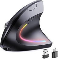 Bluetooth+USB A+USB C(3 in 1)Rechargeable Ergonomic Mouse, Wireless Vertical Design, 5 Adjustable Le