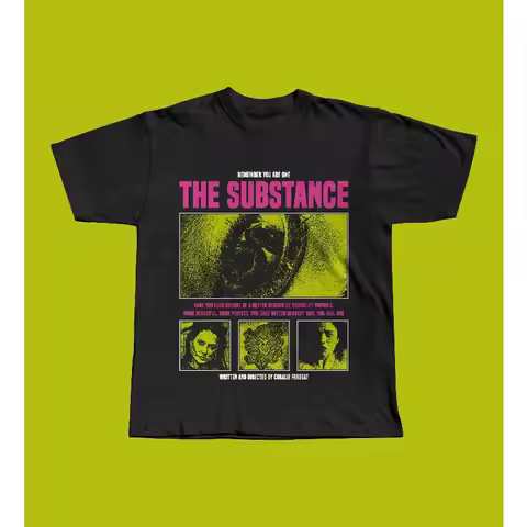 The Substance 2024 Film Graphic Tee, Demi Moore Body Horror Shirt Summer Men's and Women's Loose and