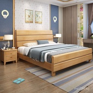 1.5Apartment Double Bed Small Apartment Home Use Modern Simple Nordic Solid Wood Bed Single Bed for 