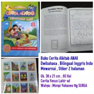 Spiritual children's story book, Bible, Bilingual, English, Indonesian, picture, coloring, stickers