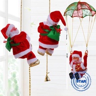 Christmas Santa Electric Singing Swing Santa Claus Climbing Plush Santa Christmas Toys Ornament V9H6