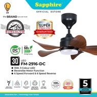 Sapphire FM2916 DC Motor | Silent Ceiling Fan | Remote Control | 30inch | 5 Blades | Led Light 3 col