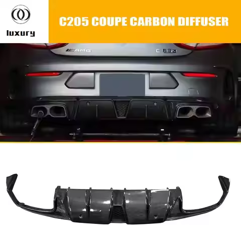 B Style Carbon Fiber Rear Bumper Diffuser With Exhaust Tips for Benz W205 C205 Coupe 2DR C200 C300 C