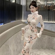 LUNA Trang phục cổ Trung Quốc dép nữ xinh đi chơi Khí chất Mao Splice Trung Quốc cải tiến hoa nhung