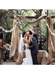 1入新娘婚禮裝飾亞麻彈性皺紋布舞台背景布,適用於天花板、拱門、背景牆、桌布和椅套