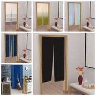 Japanese Door Curtain Solid Gradient Color For Kitchen Bedroom Living Room Restaurant Doorway Decoration Partition Linen Curtain（Rod not included）