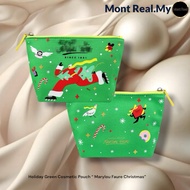 - Holiday Green Cosmetic Pouch “ Marylou Faure Christmas”