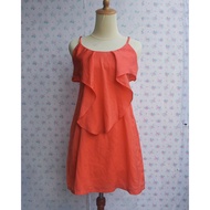 Love Bonito Long Ruffle front mini orange dress