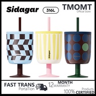 Sidagar high footed straw touch cup 280ml coffee cup 316 stainless steel coffee cup