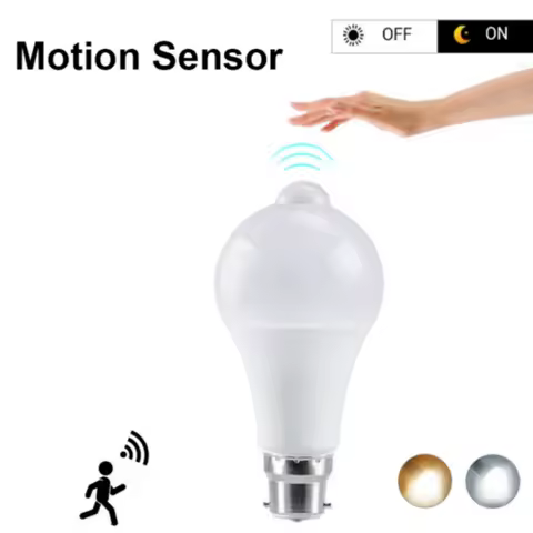 B22 Motion Sensor LED Bulb Light 12/15/18/22W White Warm Light Automatic Switch Light Bulb For Bedro