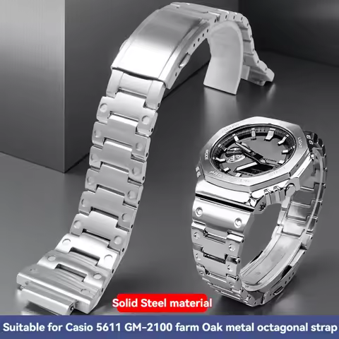 GBM-2100/GM2100/GA2100/GA2100 For Casio G-SHOCK Metal Octagonal Bracelet Replacement with 16mm Stain