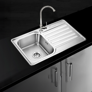 ซิงค์ล้างจาน ซิงค์ล้างจาน 1 หลุม 1 ที่พักจาน อ่างล้างจานพร้อมที่พักจาน ซิ้งล้างจานสแตนเลส 75x45cm รุ่น FS-03B kitchen sink with drainboard