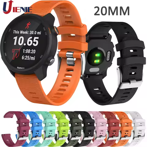 20mm Sport Silicone Watchband Strap for Garmin Forerunner 245 245M 645 Vivoactive 3 Smart Bracelet W