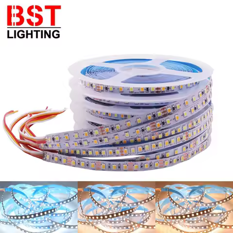 5m 2835SMD CCT WW+CW LED Strip 120leds/m 180Leds/m Color Temperature Adjustable Flexible LED Tape Ri
