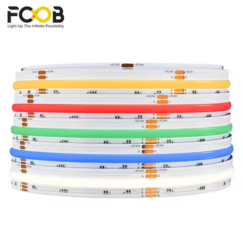 FCOB DC12V 840 DC24V 896LEDs RGB LED Light Strip Flexible FOB COB 10mm 4pin Wire Led Light High Dens