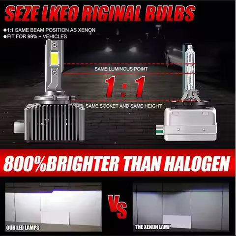 Car D3S D1S LED Headlight Bulb Canbus D2S D4S White 6000K 1:1 HID D2R D4R Auto Lamp Plug&Play Turbo 