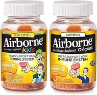Airborne Adult & Kids Assorted Fruit Flavored Gummies Value Pack-Immune Support Supplement with Vita