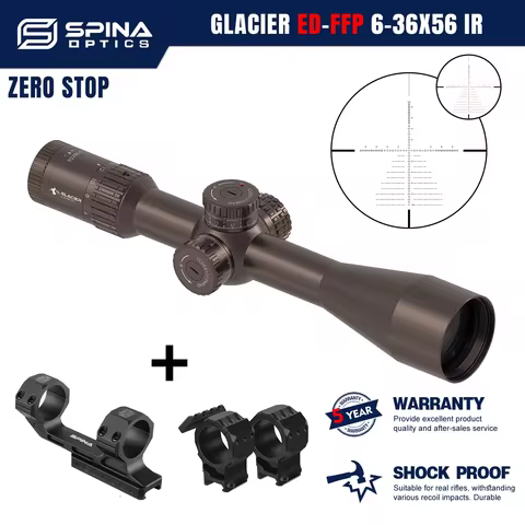 SPINA OPTICS 5Year Warranty-GLACIER 6-36X56 FFP Brown Rifle Scope Sight ED Lens Ultra Clear 10-4000m