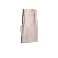 Hazard กางเกงขายาวลายสก๊อตไม่มีจีบ ผ้า Linen(ลินิน) สีครีม